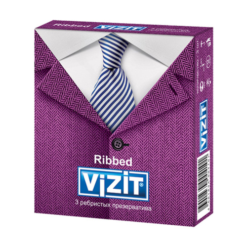 VIZIT Ribbed №3 - ребристые презервативы, 3 шт - sex-shop.ua
