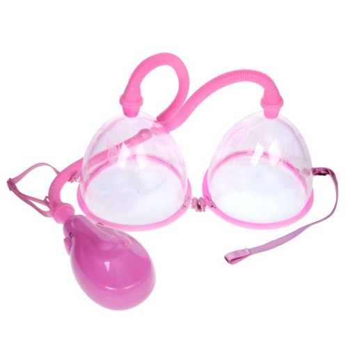 Breast Pump Enlarge With Twin Cups - Вакуумна помпа для грудей, 13х11 см (рожевий)