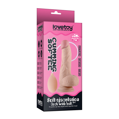 LoveToy - Soft Ejaculation Cock With Ball Flesh 8 " - Фаллоимитатор с эякуляцией, 20х4.4 см - sex-shop.ua