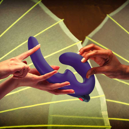 Fun Factory Sharevibe - Безременевий страпон з вібрацією, 12.2х2 см (фіолетовий)