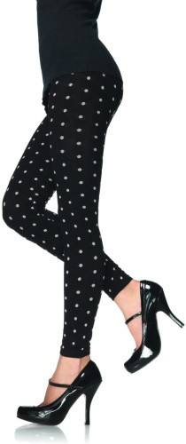 Leg Avenue Leggings with Polka Dots - Лосини в дрібний горошок S-L (чорний з білим)
