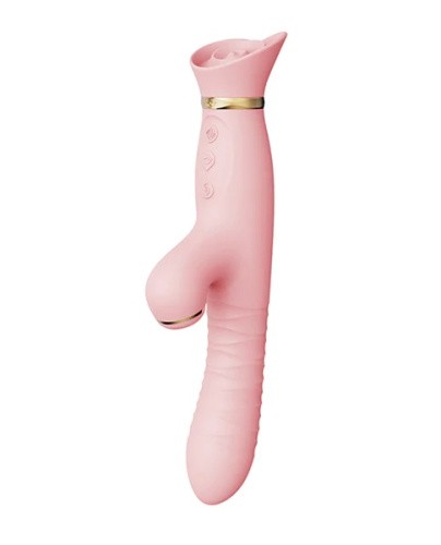 Zalo Rose Rabbit Thruster Strawberry Pink - Мощный пульсатор с нежным дизайном, 25х3.6 см (розовый) - sex-shop.ua