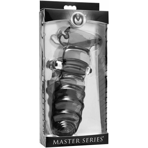 Master Series Vibrating Glove - вибронасадка на пальцы, 16х4.7 см (чёрный) - sex-shop.ua