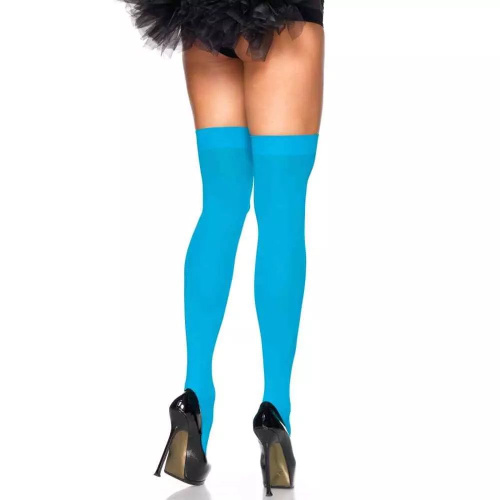 Leg Avenue Opaque Nylon Thigh Highs - Чулки плотные, OS (голубые) - sex-shop.ua