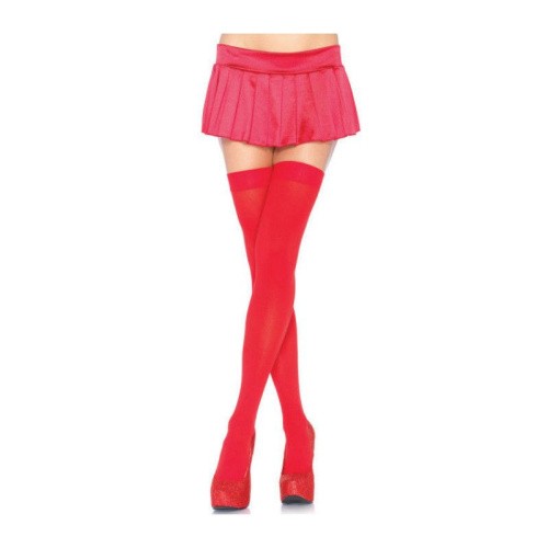 Leg Avenue Opaque Nylon Thigh Highs - Чулки плотные, OS (красные) - sex-shop.ua