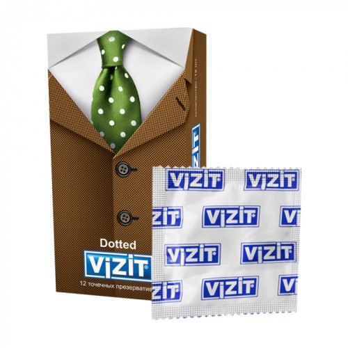 VIZIT Dotted №12 - презервативы с точечным покрытием, 12 шт - sex-shop.ua
