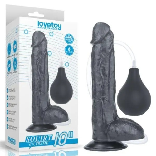 LoveToy - 10'' Squirting Dildo - Фаллоимитатор, 25.5х4.5 см (чёрный) - sex-shop.ua