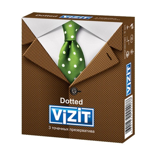 VIZIT Dotted №3 - презервативы с точечным покрытием, 3 шт - sex-shop.ua