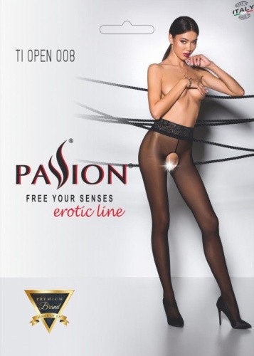 Passion Tiopen 008 - Эротические колготки с вырезом, 1/2 (чёрный) - sex-shop.ua