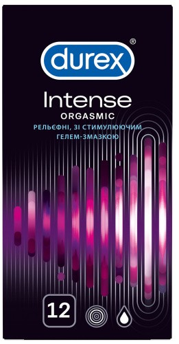 Durex №12 Intense - Рельєфні презервативи зі стимулюючим гелем, 12 шт