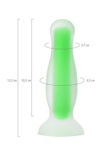 Beyond By Toyfa Mortimer Glow - Анальная пробка светящаяся в темноте, 12.5х3.5 см (зеленый) - sex-shop.ua