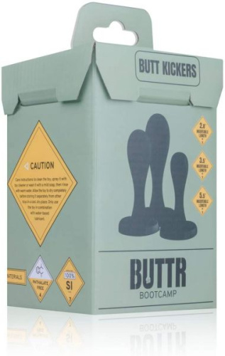 BUTTR Butt Kickers Butt Plug Training Set - Набор анальных пробок, 3 шт (черный) - sex-shop.ua