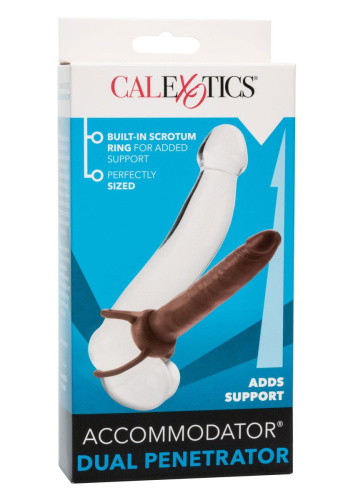 California Exotic Novelties Accommodator Penetrator System - Насадка для двойного проникновения, 15.5х3 см (коричневая) - sex-shop.ua