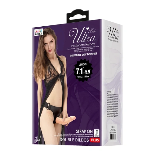 Ultra Female Passionate Double Harness - Двойной страпон, 18х3.6 см (телесный) - sex-shop.ua