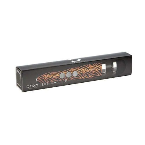 DOXY Die Cast 3R Tiger - дуже потужний вібратор-мікрофон, що перезаряджається в алюмінієво-титановому корпусі, 28х4.5 см (тигровий)