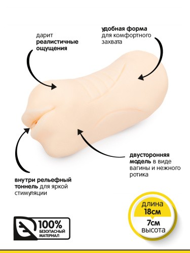 Браззерс - двусторонний мастурбатор вагина и ротик, 18х7 см - sex-shop.ua