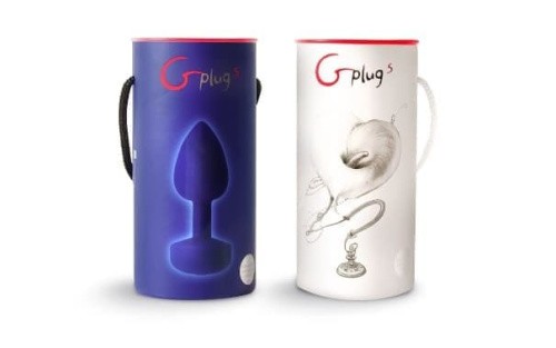 Gvibe Gplug - Большая дизайнерская анальная пробка с вибрацией, 10.5х3.9 см (синий) - sex-shop.ua