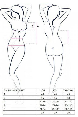 Passion Diabolina Corset - Корсет з відкритими грудьми, S/M