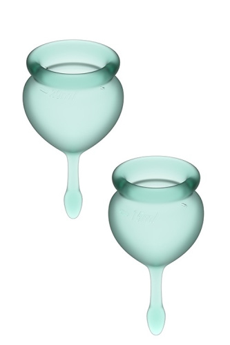 Satisfyer Feel Good - набор менструальных чаш, 15 мл и 20 мл (зеленый) - sex-shop.ua