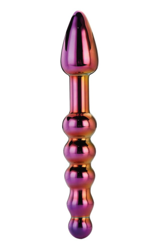  Dream Toys Glamour Glass Ridged Anal Dildo - Анальний стимулятор, 18 см (райдужний)