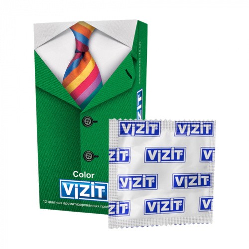 VIZIT Color №12 - цветные ароматизированные презервативы, 12 шт - sex-shop.ua