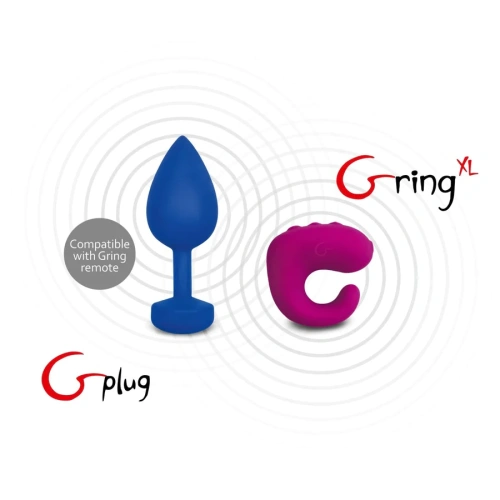 Gvibe Gplug - Большая дизайнерская анальная пробка с вибрацией, 10.5х3.9 см (ярко-синий) - sex-shop.ua