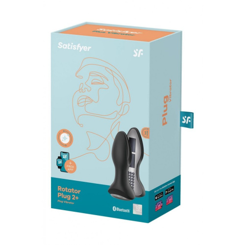Satisfyer Rotator Plug 2+ - Анальная пробка с вращением, 12.8х3.6 см (чёрная) - sex-shop.ua