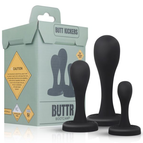 BUTTR Butt Kickers Butt Plug Training Set - Набір анальних пробок, 3 шт (чорний)