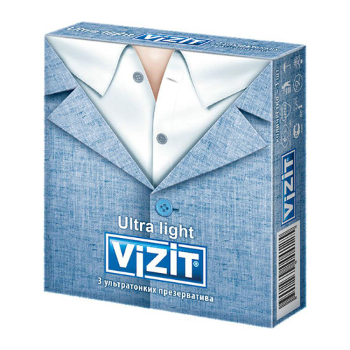 VIZIT Ultra light - ультратонкие латексные презервативы, 3 шт - sex-shop.ua