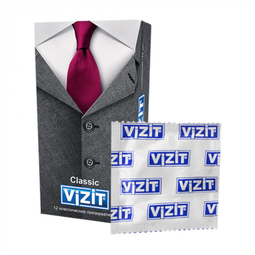 VIZIT Classic №12 - классические гладкие латексные презервативы, 12 шт - sex-shop.ua